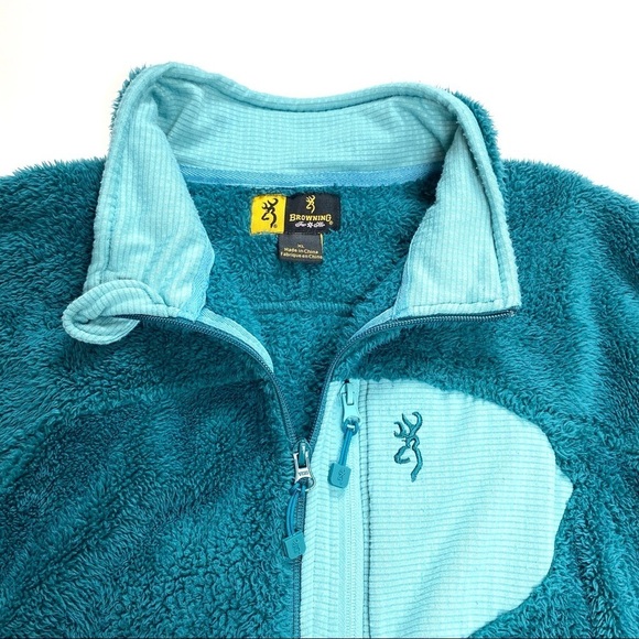 Browning Rare Pile Fleece Zip Jacket Teal Green - Picture 3 of 9